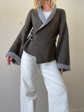 Load image into Gallery viewer, Bassike - Unstructured Jacket w belt/Grey lining - Olive - 0
