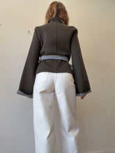 Load image into Gallery viewer, Bassike - Unstructured Jacket w belt/Grey lining - Olive - 0

