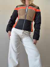 Load image into Gallery viewer, Ganni - Light Padded Fitted Puffer Jacket - Tan/Orange/Black - 32 (XXS)
