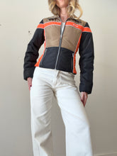 Load image into Gallery viewer, Ganni - Light Padded Fitted Puffer Jacket - Tan/Orange/Black - 32 (XXS)
