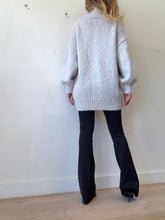 Load image into Gallery viewer, Staud - Oversized Cotton Blend High Neck Jumper - Grey/ Pink - S
