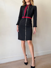 Load image into Gallery viewer, Gucci - LS Zip Front Midi Dress - Black/Red Web - M
