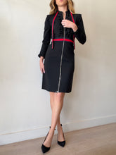 Load image into Gallery viewer, Gucci - LS Zip Front Midi Dress - Black/Red Web - M
