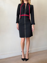 Load image into Gallery viewer, Gucci - LS Zip Front Midi Dress - Black/Red Web - M
