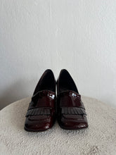 Load image into Gallery viewer, Husk - Tasselled Court Shoe w Block Heel - Patent Deep Burgundy - 39 - RRP$599
