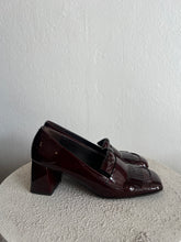 Load image into Gallery viewer, Husk - Tasselled Court Shoe w Block Heel - Patent Deep Burgundy - 39 - RRP$599
