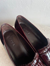Load image into Gallery viewer, Husk - Tasselled Court Shoe w Block Heel - Patent Deep Burgundy - 39 - RRP$599
