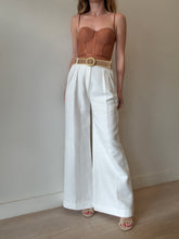 Load image into Gallery viewer, Zimmermann - Wide leg Textured Pants w belt - White - 1
