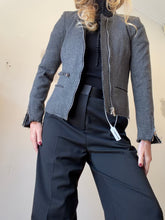 Load image into Gallery viewer, IRO - Julianne Wool blend Collarless Jacket w Silver Zip - Metallic Grey - 1

