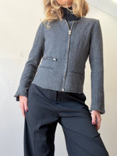 Load image into Gallery viewer, IRO - Julianne Wool blend Collarless Jacket w Silver Zip - Metallic Grey - 1
