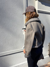 Load image into Gallery viewer, Fendi - Leather/Shearling Aviator Jacket - Grey - 40 - RRP$11,200
