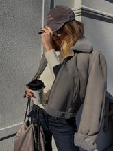 Load image into Gallery viewer, Fendi - Leather/Shearling Aviator Jacket - Grey - 40 - RRP$11,200
