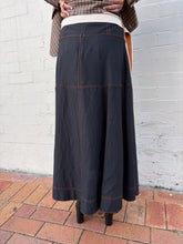 Load image into Gallery viewer, Lee Matthews - Aline Midi Skirt w Contrast Stitching &amp; Belt- Black - 2
