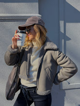 Load image into Gallery viewer, Fendi - Leather/Shearling Aviator Jacket - Grey - 40 - RRP$11,200
