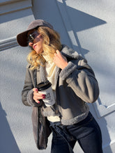 Load image into Gallery viewer, Fendi - Leather/Shearling Aviator Jacket - Grey - 40 - RRP$11,200
