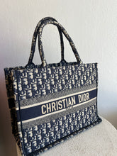 Load image into Gallery viewer, Dior - Book Canvas Tote - Ecru/Blue - M - RRP$5100 w dust bag
