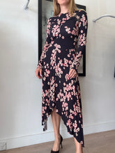 Load image into Gallery viewer, Isabel Marant - Diana Ruched LS Cherry Blossom Print  Dress - Navy - 36
