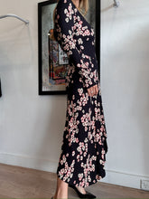 Load image into Gallery viewer, Isabel Marant - Diana Ruched LS Cherry Blossom Print  Dress - Navy - 36
