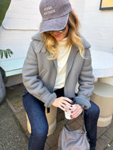 Load image into Gallery viewer, Fendi - Leather/Shearling Aviator Jacket - Grey - 40 - RRP$11,200
