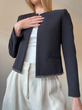 Load image into Gallery viewer, Sandro - Valuer Chain Trim Open Front Cropped Jacket - Black - 36 - RRP $595
