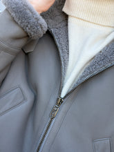 Load image into Gallery viewer, Fendi - Leather/Shearling Aviator Jacket - Grey - 40 - RRP$11,200
