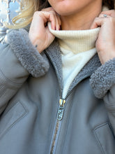 Load image into Gallery viewer, Fendi - Leather/Shearling Aviator Jacket - Grey - 40 - RRP$11,200

