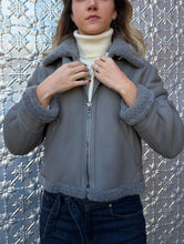 Load image into Gallery viewer, Fendi - Leather/Shearling Aviator Jacket - Grey - 40 - RRP$11,200
