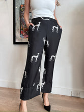 Load image into Gallery viewer, Zimmerman - Printed Silk Twill Flare Pants - Black w dog print - 1 - RRP$1245
