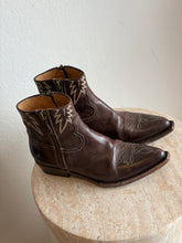 Load image into Gallery viewer, Damy - Flames Embrpidery Ankle Boots - Brown - 38.5 - RRP$679
