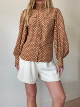 Load image into Gallery viewer, Zimmermann - Silk Espionage Polka Utility Blouse - Brown white polka- 0
