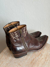 Load image into Gallery viewer, Damy - Flames Embrpidery Ankle Boots - Brown - 38.5 - RRP$679
