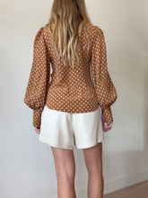 Load image into Gallery viewer, Zimmermann - Silk Espionage Polka Utility Blouse - Brown white polka- 0
