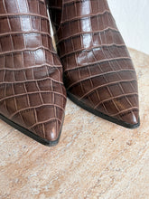 Load image into Gallery viewer, Tony Bianco - Lucille Knee High Point Toe Boots- Chocolate Brown Croc - 6
