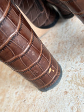 Load image into Gallery viewer, Tony Bianco - Lucille Knee High Point Toe Boots- Chocolate Brown Croc - 6

