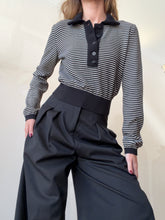 Load image into Gallery viewer, Frame - Cropped Collared Jumper - Black/White Stripe - M
