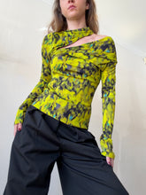 Load image into Gallery viewer, Camilla and Marc - Etienne Print Fitted Asymmetric Neck Detail  Top - Chartreuse - 10 - NWT - RRP$400
