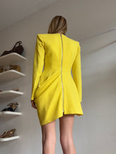 Load image into Gallery viewer, Alex Perry - Chester Crepe Mini Dress - Yellow - 12 - RRP$1457
