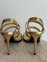 Load image into Gallery viewer, Versace - Metallic Multi Strap Heeled Sandals - Gold - 37.5
