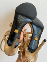 Load image into Gallery viewer, Versace - Metallic Multi Strap Heeled Sandals - Gold - 37.5

