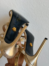 Load image into Gallery viewer, Versace - Metallic Multi Strap Heeled Sandals - Gold - 37.5
