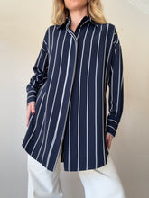 Load image into Gallery viewer, C&amp;M - Arella Oversized Shirt - Navy/White Stripe - 6
