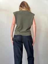 Load image into Gallery viewer, Lillian Khallouf - Shoulder Pad Satin Tank - Khaki - S
