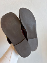 Load image into Gallery viewer, Alias Mae - Cross Over Slides - Brown w gold buckle - 39
