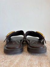 Load image into Gallery viewer, Alias Mae - Cross Over Slides - Brown w gold buckle - 39
