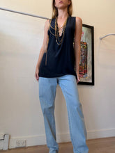 Load image into Gallery viewer, Balmain Paris -  Silk Tank Top w Chain Detail - Navy- 42
