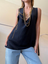 Load image into Gallery viewer, Balmain Paris -  Silk Tank Top w Chain Detail - Navy- 42
