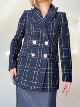 Load image into Gallery viewer, Camilla and Marc - Dominique  Check Jacket - Navy w Gold - 8
