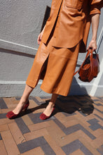 Load image into Gallery viewer, Oroton - Leather Shirt (M) &amp; Front Split Skirt (12) Set - Brick - M
