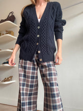 Load image into Gallery viewer, 3.1 Phillip Lim - Wool Cable Cardigan w silver buttons  - Navy - XS

