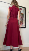 Load image into Gallery viewer, Roland Mouret - Belted Collar Midi Dress w Belt- Claret - 8 - RRP$1350

